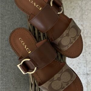 Coach Khaki Slide Sandals
